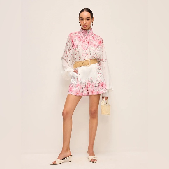 Commense Floral Print Pleated Shorts Set Without Belt - Picture 3 of 6